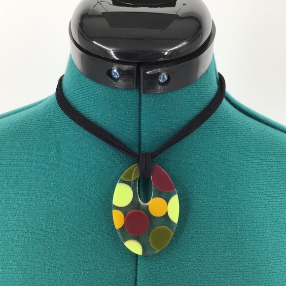 2/$25 Caracol Necklace with Polka Dot Resin Pendant - Picture 4 of 15
